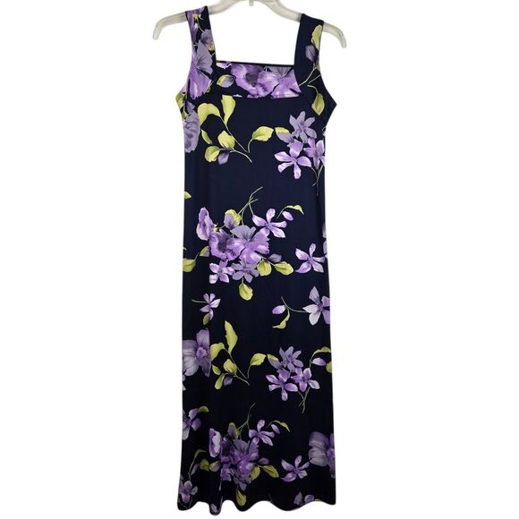 Vtg Royal Creations Hawaii Strap Maxi Dress Sz S Floral Sleeveless Blue Purple - Picture 1 of 7
